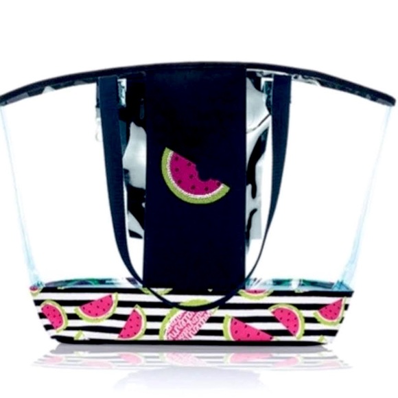 Thirty-One In the Clear Tote !Large! โจ Slice of Summer Watermelon | stripes 31 - Picture 7 of 9